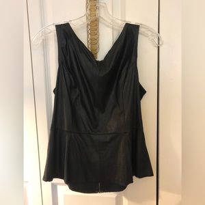 Chelsea & Violet black leather sleeveless top, size small.